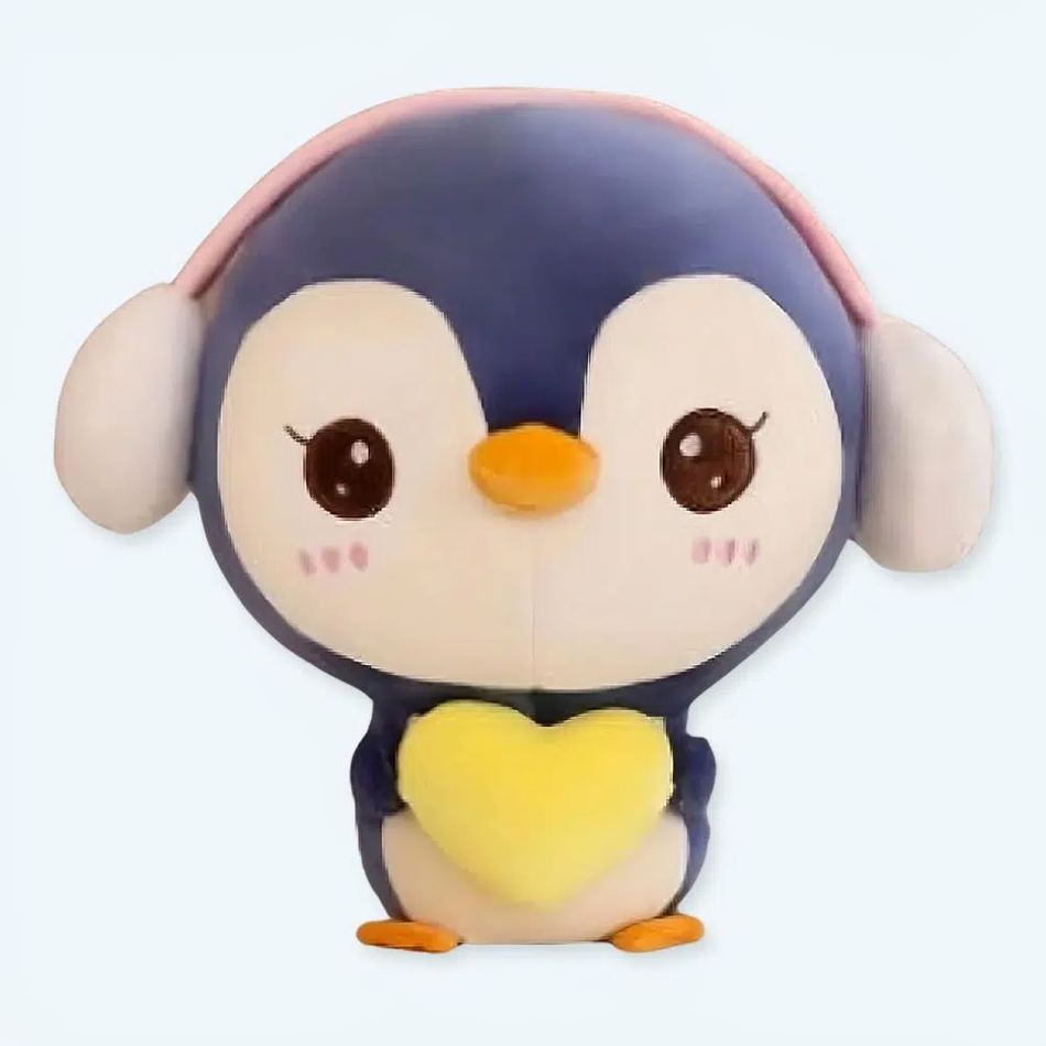 Peluche pingouin bleu doux hiver cache oreilles chaleureux 20cm La compagnie de la peluche