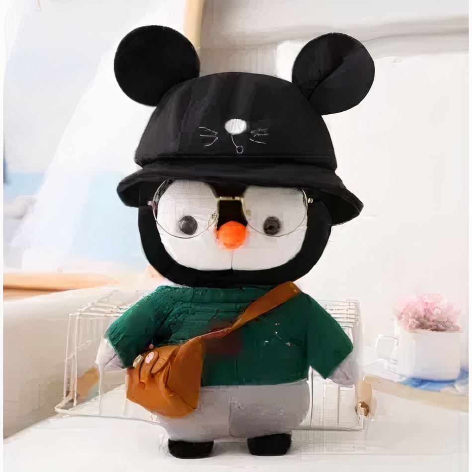 Peluche pingouin hiver pull vert doux câlin enfant La compagnie de la peluche