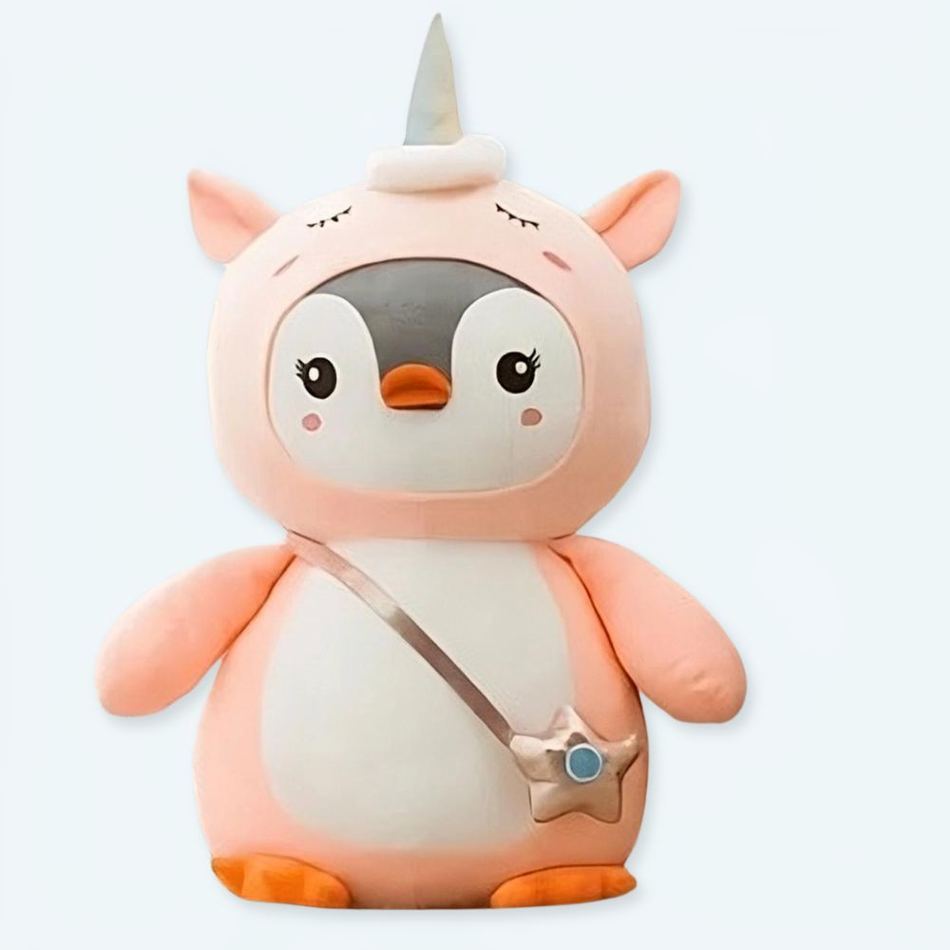 Peluche pingouin licorne rose moelleuse amusante enfant 40cm La compagnie de la peluche