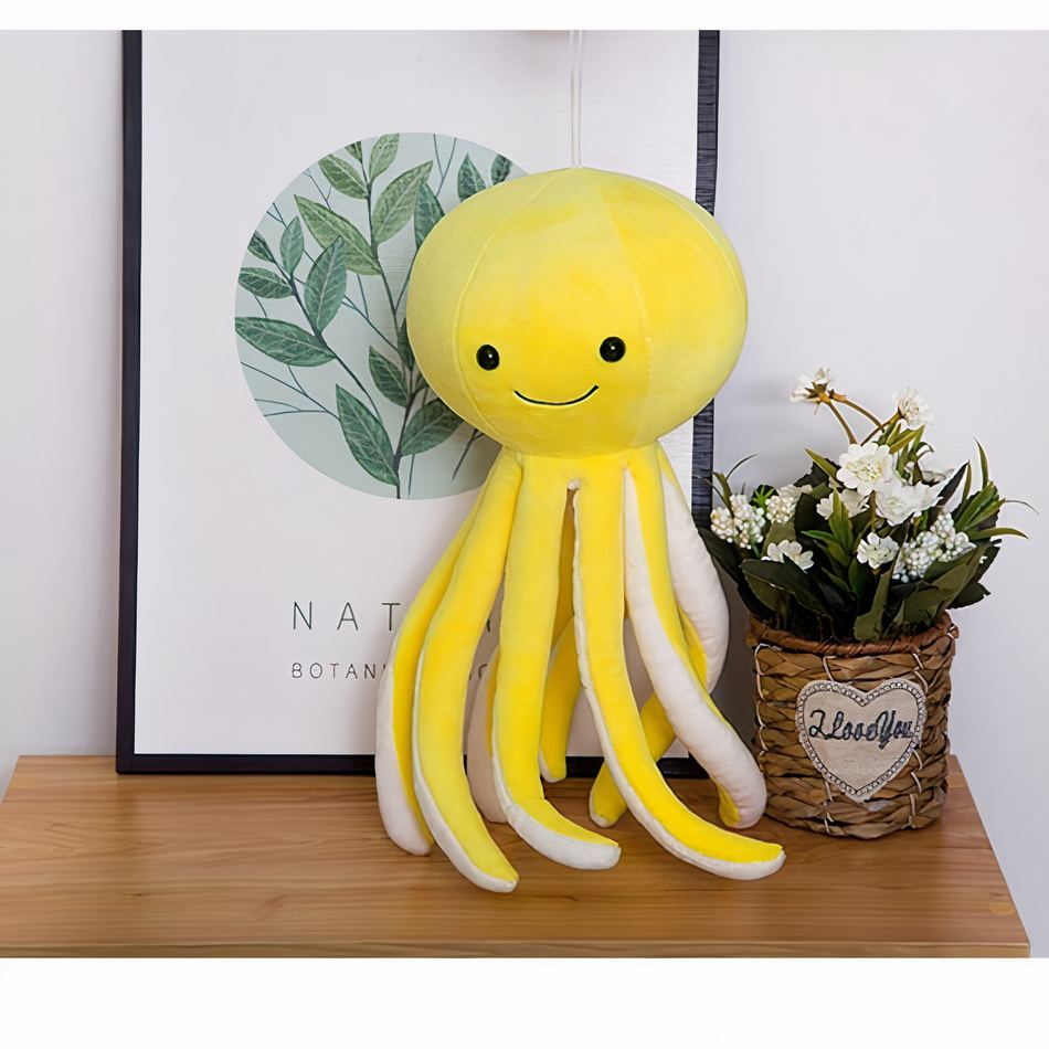 Peluche poulpe jaune adorable douceur enfant marin La compagnie de la peluche