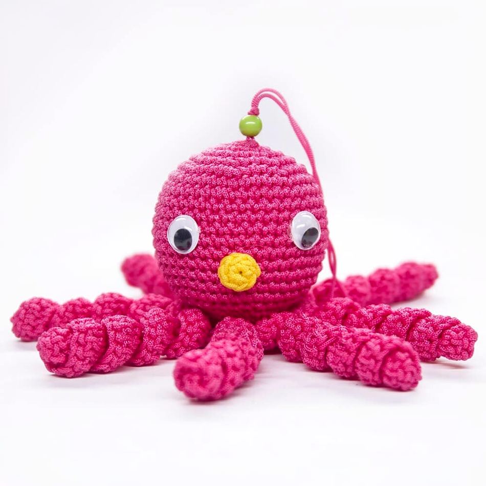 Peluche poulpe rose enfant câlin doux tressé mignon La compagnie de la peluche
