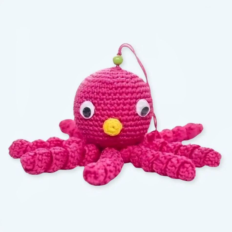Peluche poulpe rose enfant câlin doux tressé mignon La compagnie de la peluche