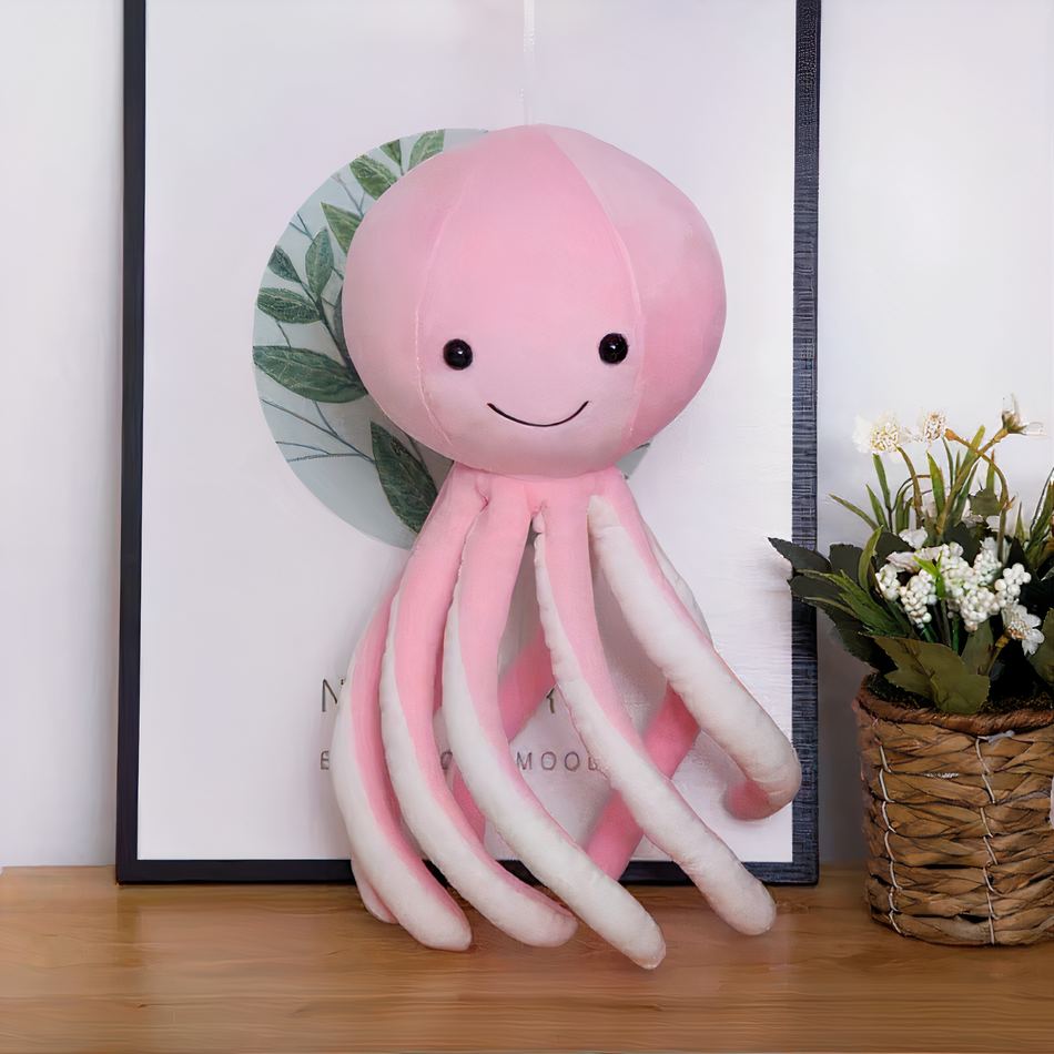 Peluche poulpe rose mignon doux univers marin câlin La compagnie de la peluche