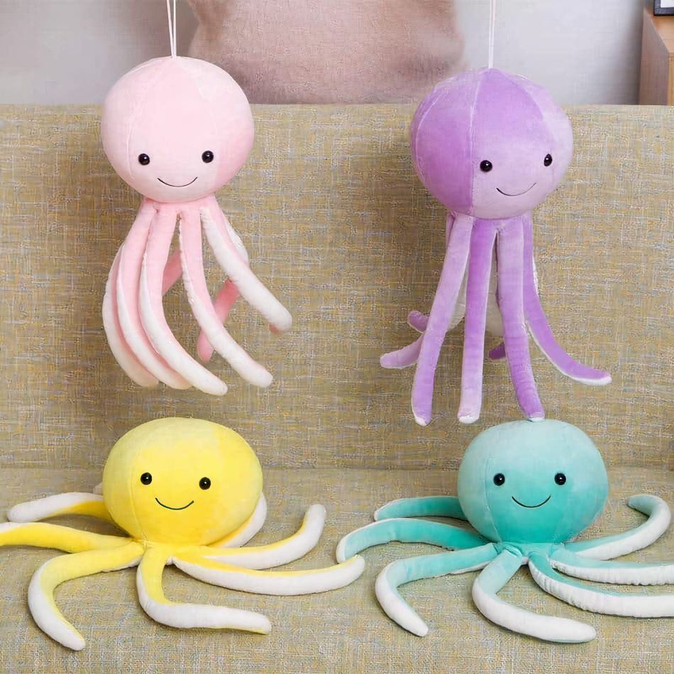 Peluche poulpe rose mignon doux univers marin câlin La compagnie de la peluche