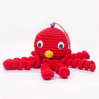Peluche poulpe rouge enfant doux tressé câlin ocean La compagnie de la peluche