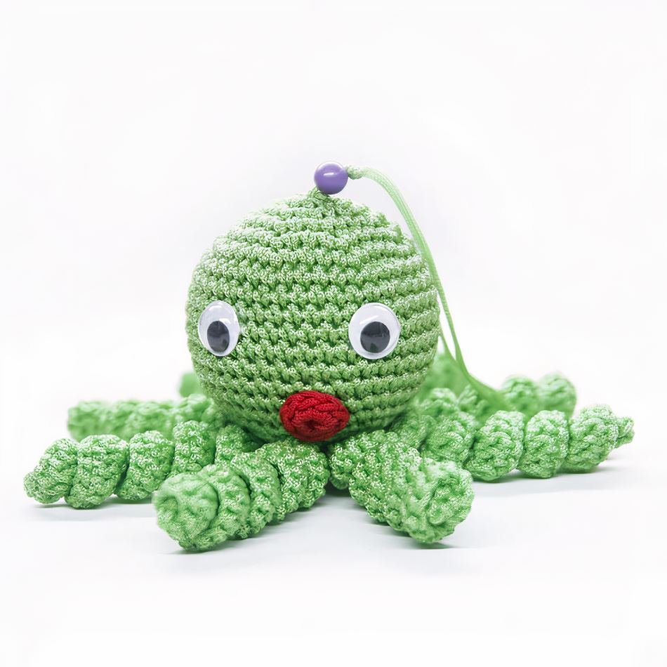 Peluche poulpe verte enfant câlin doux tressé La compagnie de la peluche