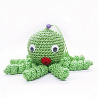 Peluche poulpe verte enfant câlin doux tressé La compagnie de la peluche