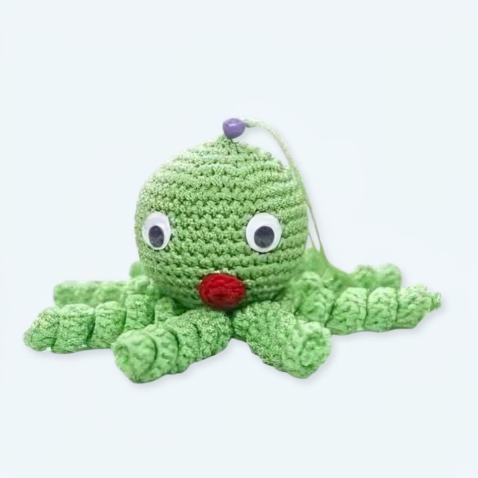 Peluche poulpe verte enfant câlin doux tressé La compagnie de la peluche