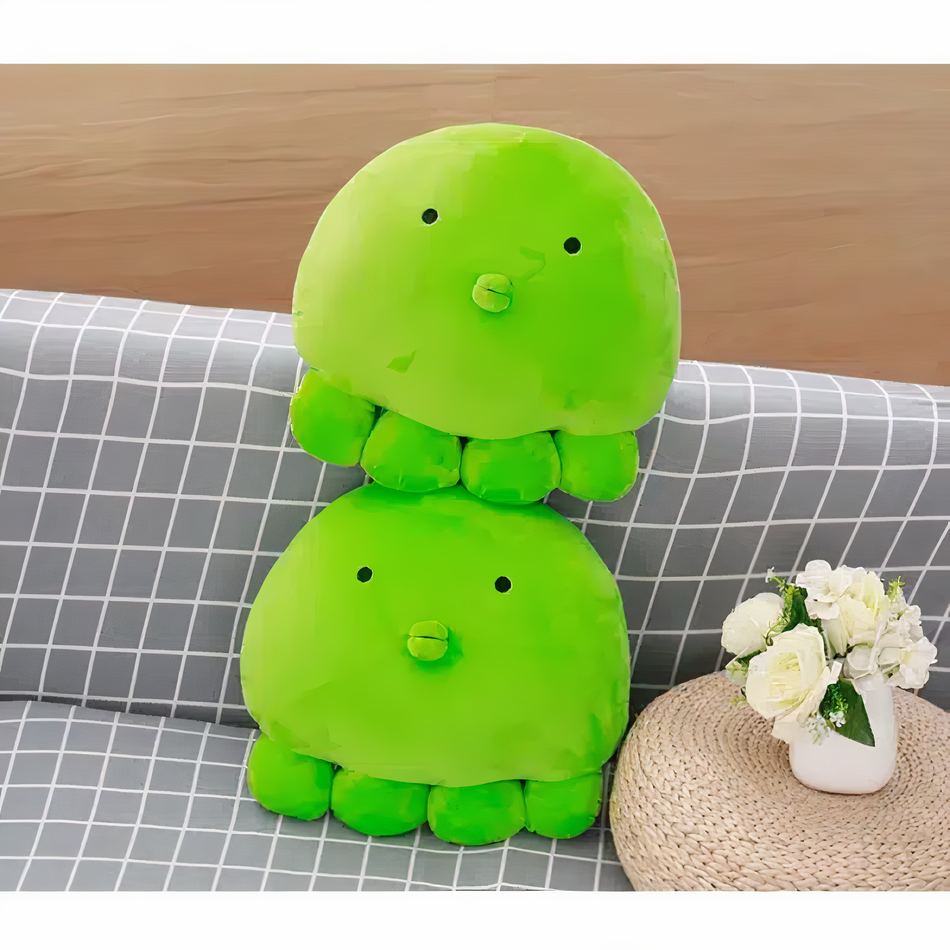 Peluche poulpe verte oreiller doux confort océan La compagnie de la peluche