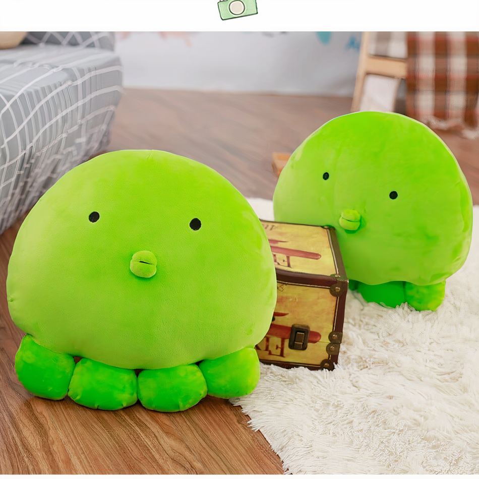 Peluche poulpe verte oreiller doux confort océan La compagnie de la peluche