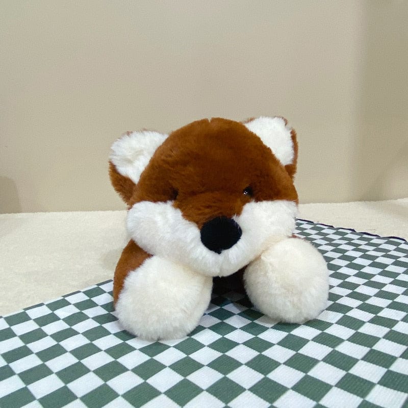 Peluche renard à fourrure mignon 35cm / Brun