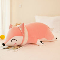 Peluche renard calme et endormi 35cm / Rose