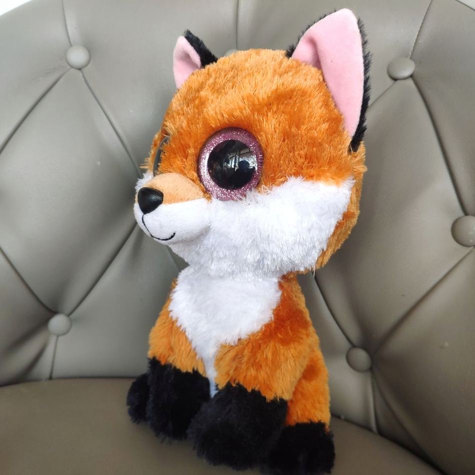Peluche renard doux aux yeux noirs charmeurs forêt La compagnie de la peluche