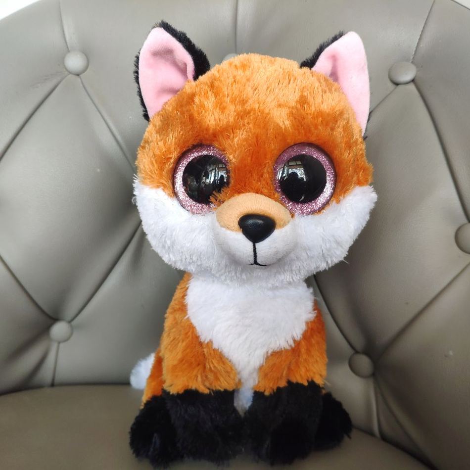 Peluche renard doux aux yeux noirs charmeurs forêt La compagnie de la peluche