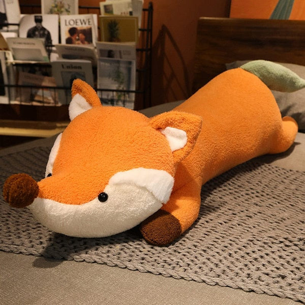 Peluche renard géant roux au gros museau 100cm