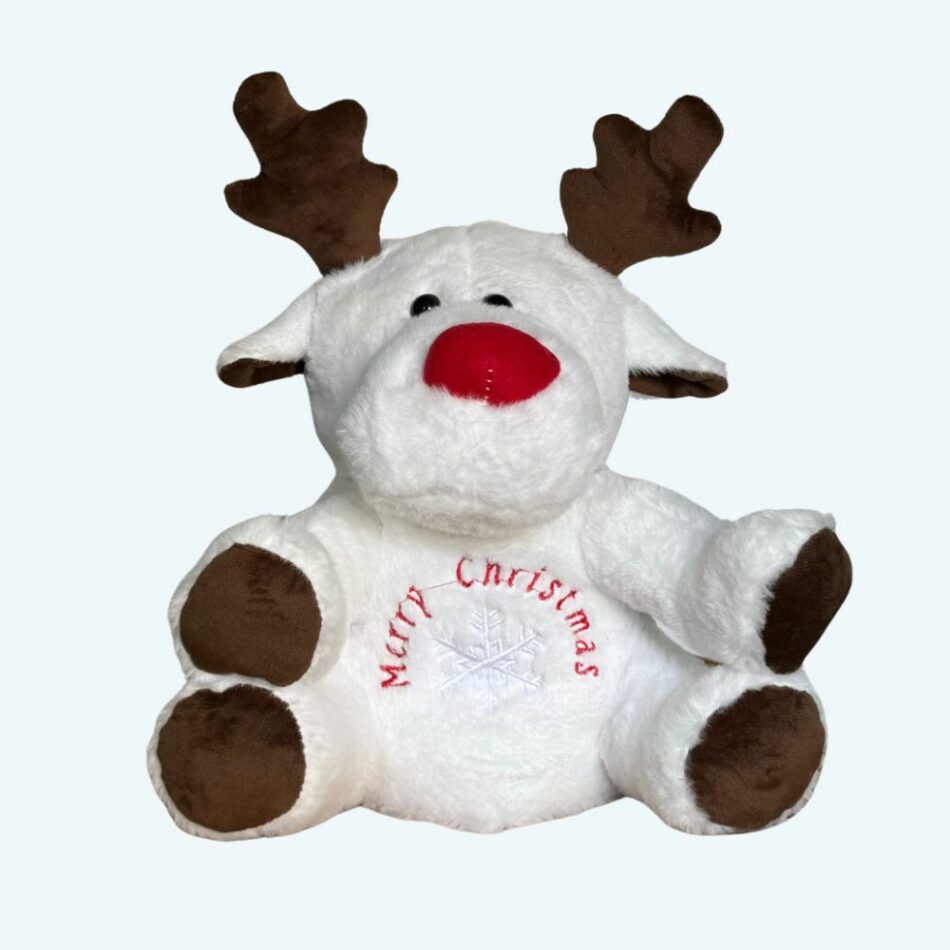 Peluche renne de Noël douce veilleuse musicale nuit magique blanc La compagnie de la peluche