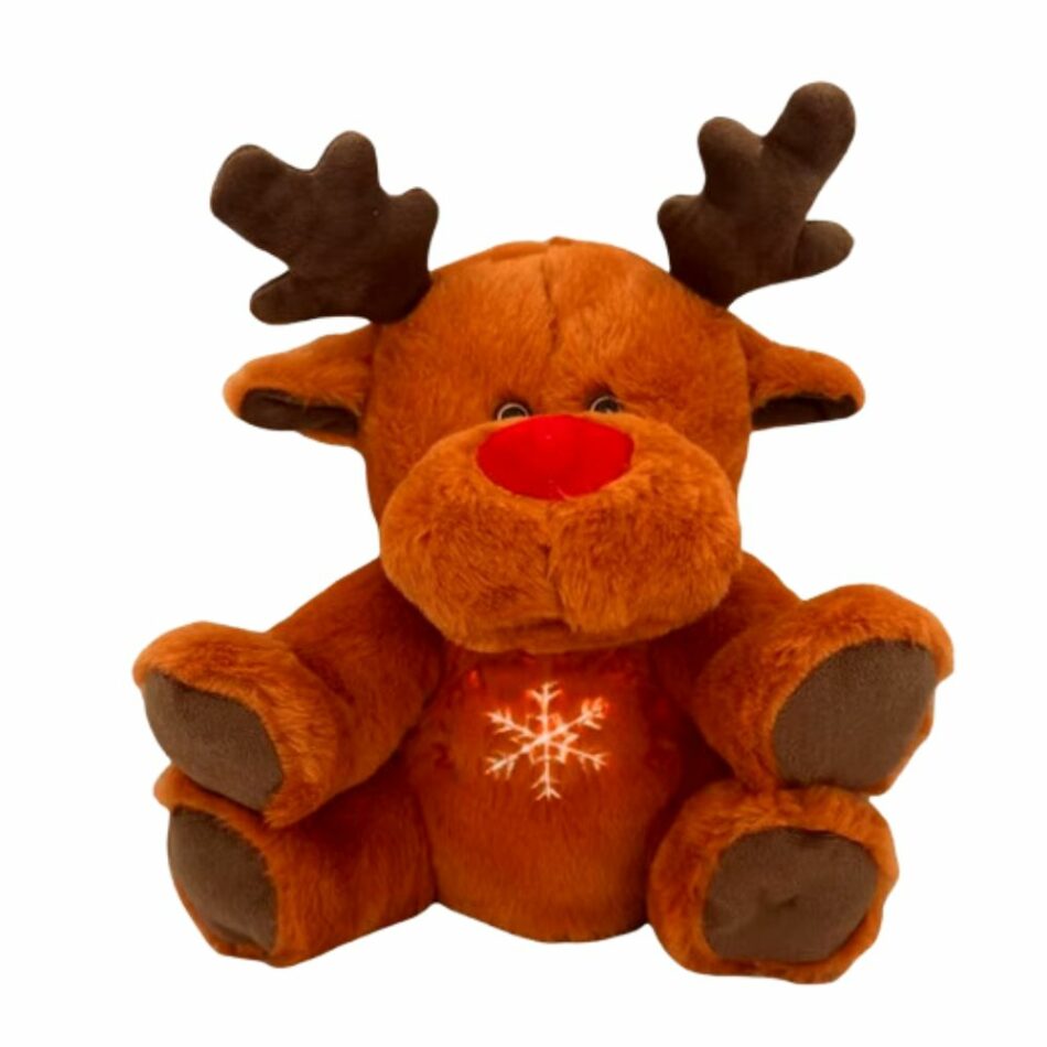 Peluche renne de Noël douce veilleuse musicale nuit magique marron La compagnie de la peluche
