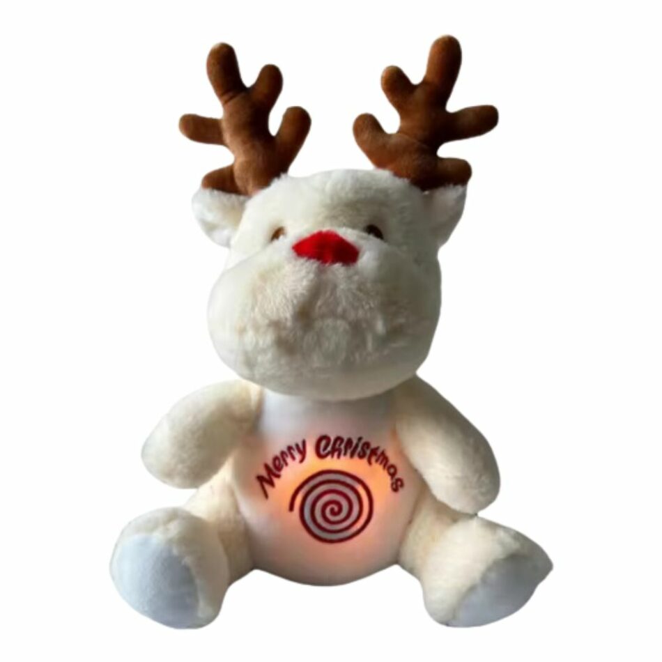 Peluche renne Noël blanc marron douce musicale respirante blanc La compagnie de la peluche