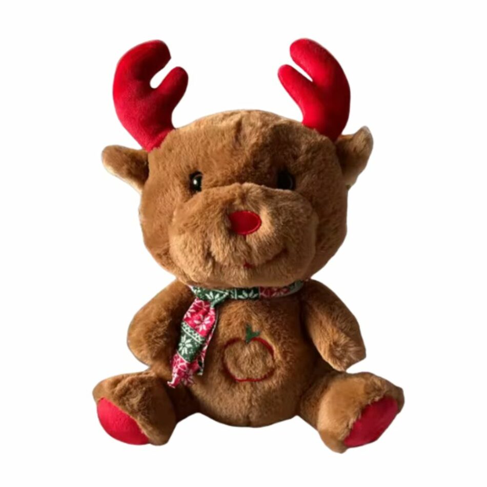 Peluche renne Noël blanc marron douce musicale respirante marron La compagnie de la peluche