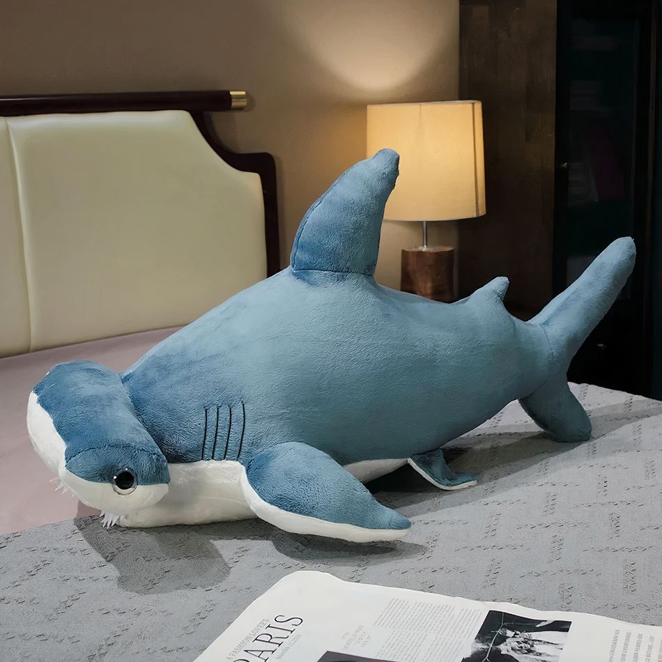 Peluche requin marteau géante douce océan câlin 100cm / bleu La compagnie de la peluche