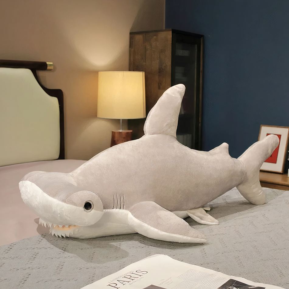 Peluche requin marteau géante douce océan câlin 100cm / gris La compagnie de la peluche
