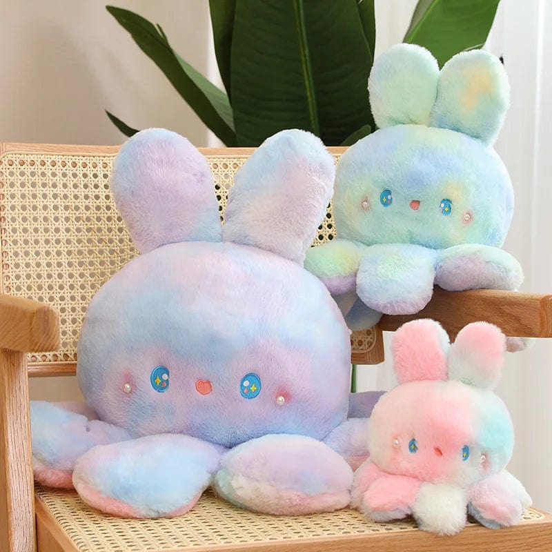 Peluche réversible aux grandes oreilles douce et coloré
