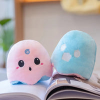 Peluche réversible fantômes d’halloween Bleu/Rose / 13cm