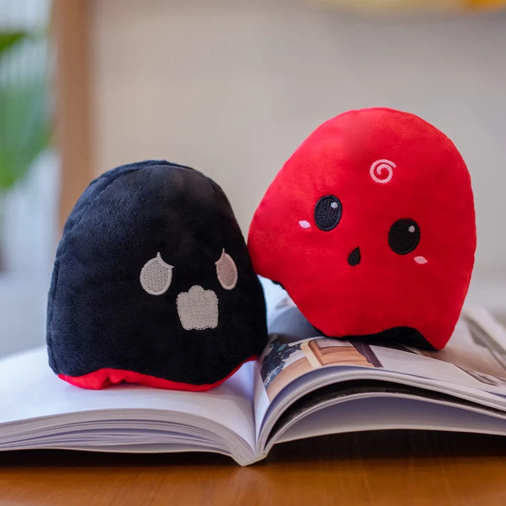 Peluche réversible fantômes d’halloween Noir/Rouge / 13cm