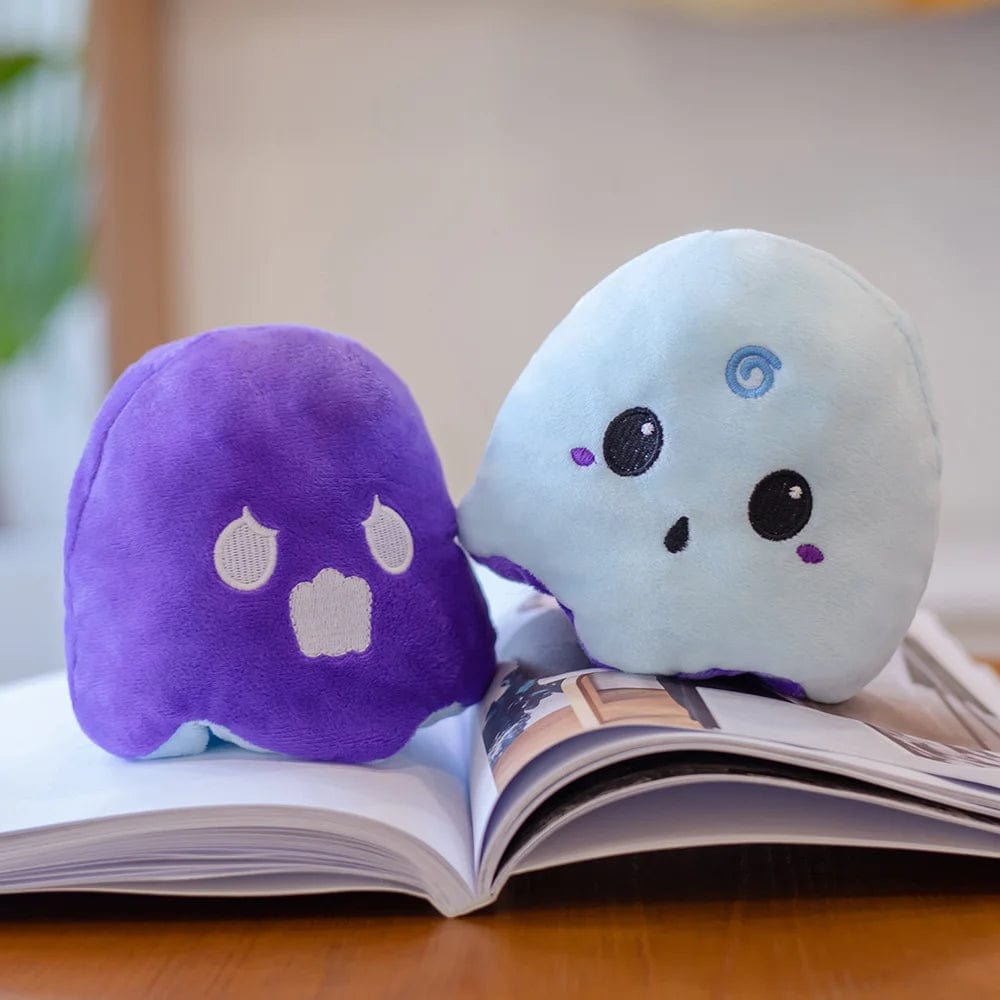 Peluche réversible fantômes d’halloween Violet/Blanc / 13cm
