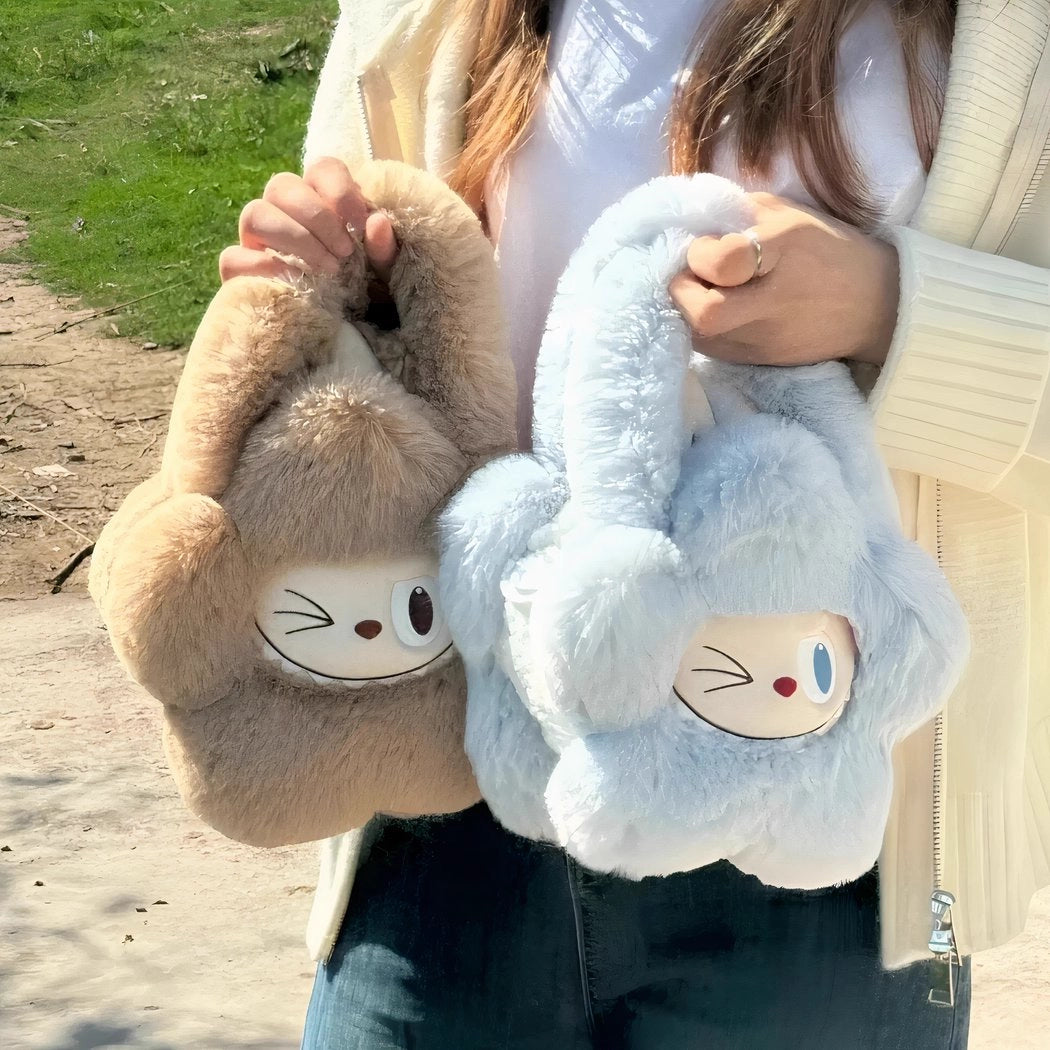 Peluche sac à main style Labubu doux fourrure hiver mignon