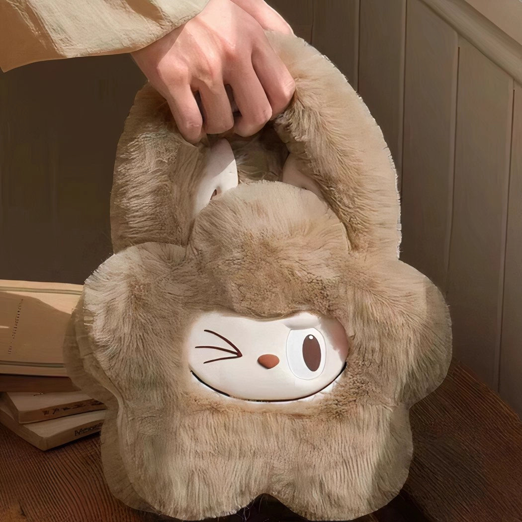 Peluche sac à main style Labubu doux fourrure hiver mignon