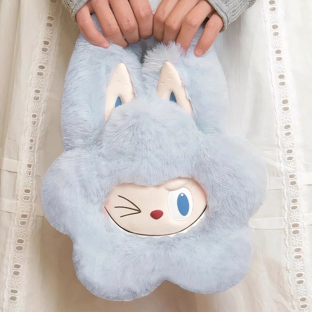 Peluche sac à main style Labubu doux fourrure hiver mignon