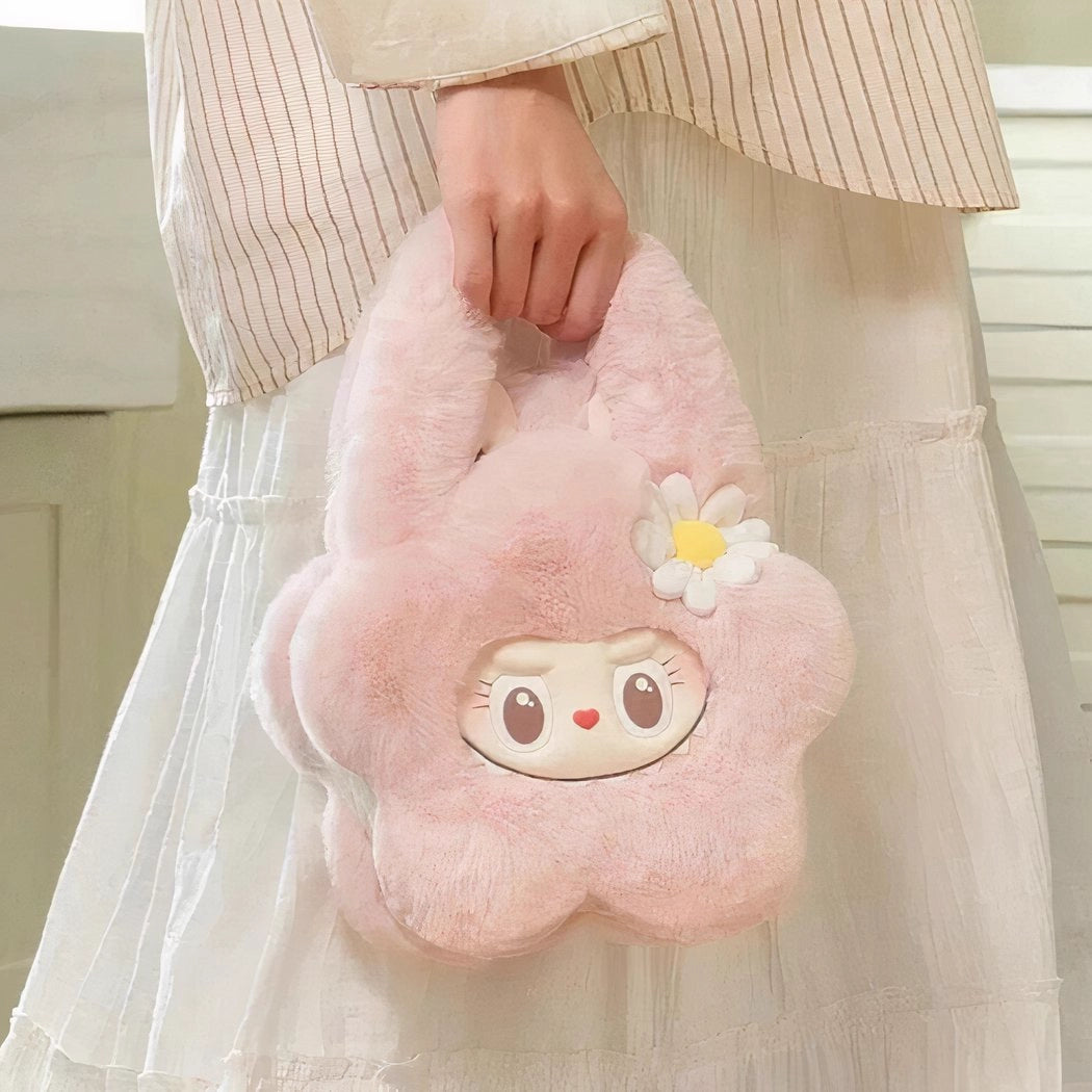 Peluche sac à main style Labubu doux fourrure hiver mignon