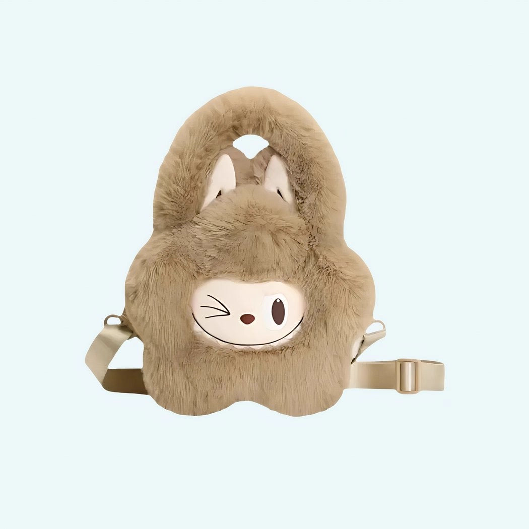 Peluche sac à main style Labubu doux fourrure hiver mignon
