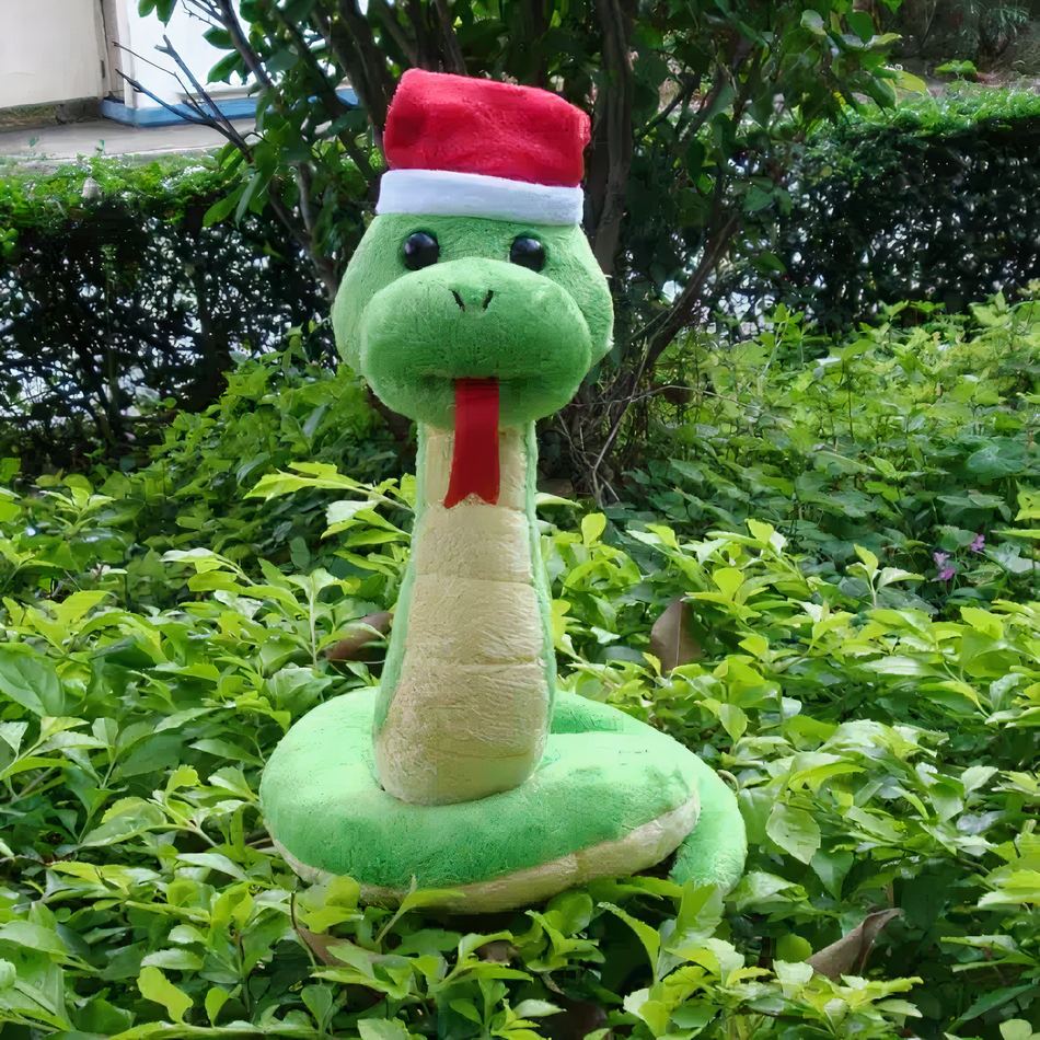 Peluche serpent Noël doux vert enfant câlin hiver La compagnie de la peluche