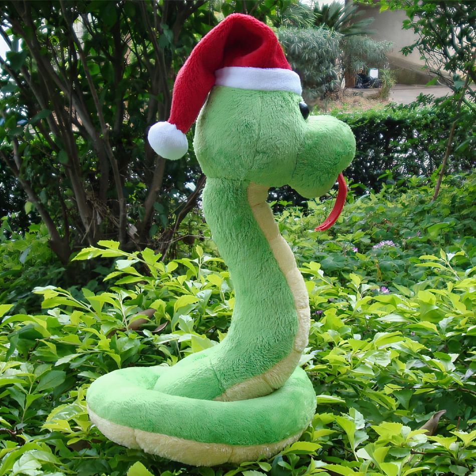 Peluche serpent Noël doux vert enfant câlin hiver La compagnie de la peluche