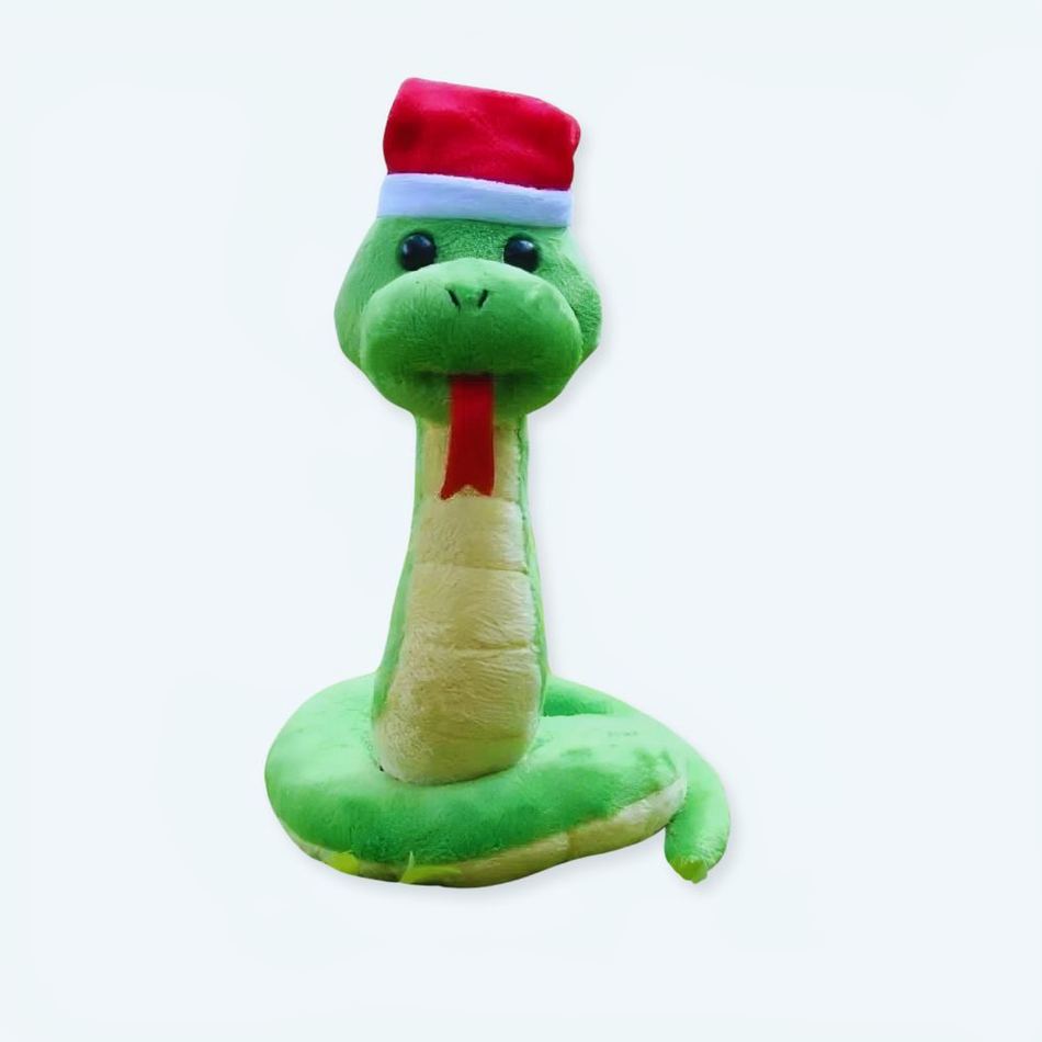 Peluche serpent Noël doux vert enfant câlin hiver La compagnie de la peluche