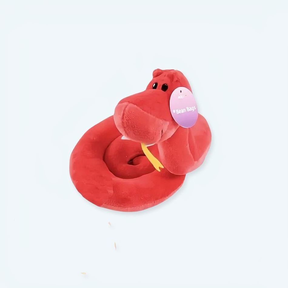 Peluche serpent rouge doux sonore câlin enfant 60cm La compagnie de la peluche