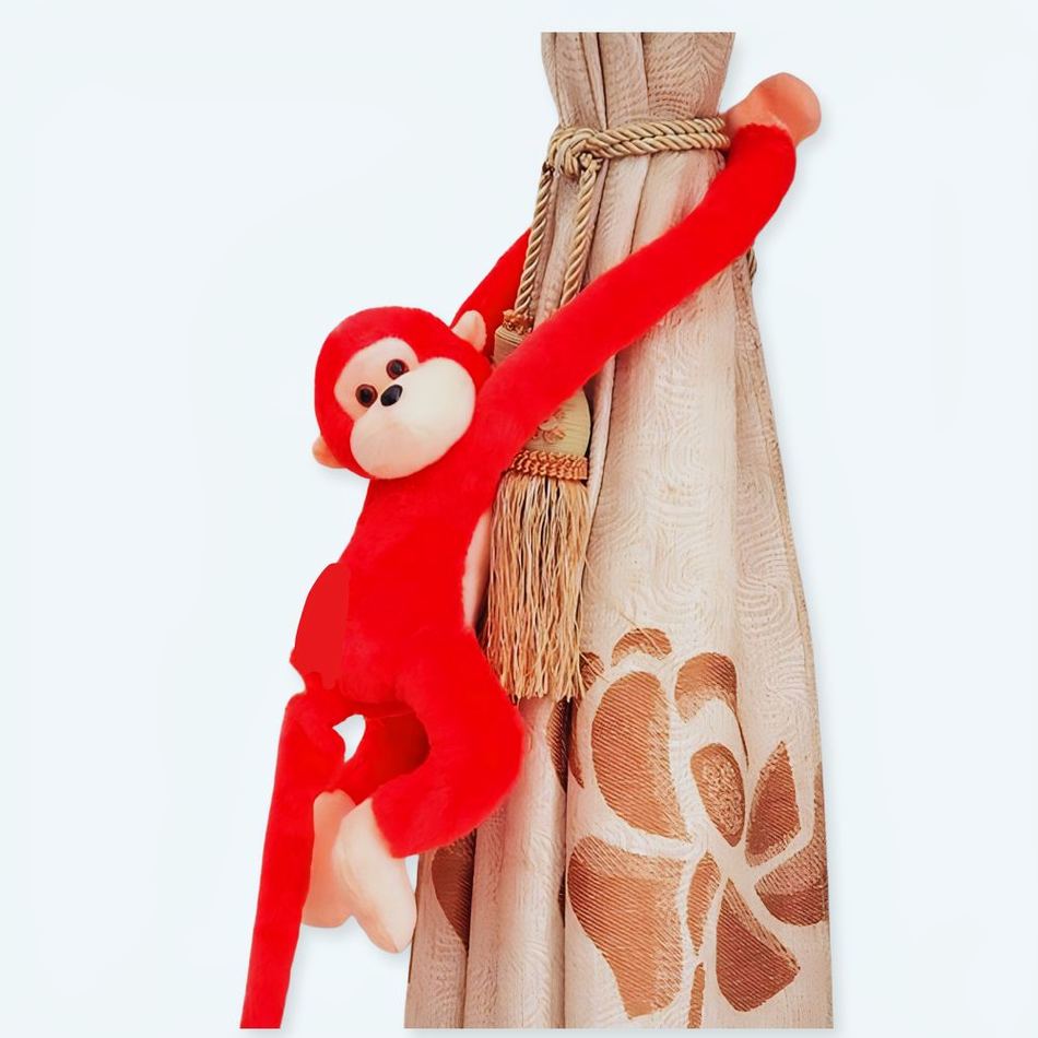 Peluche singe kawaii douce avec longue queue rouge La compagnie de la peluche