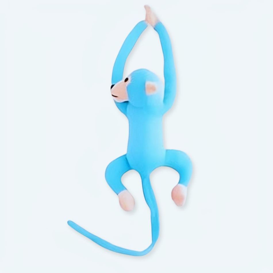 Peluche singe kawaii douce longue queue bleue câline La compagnie de la peluche