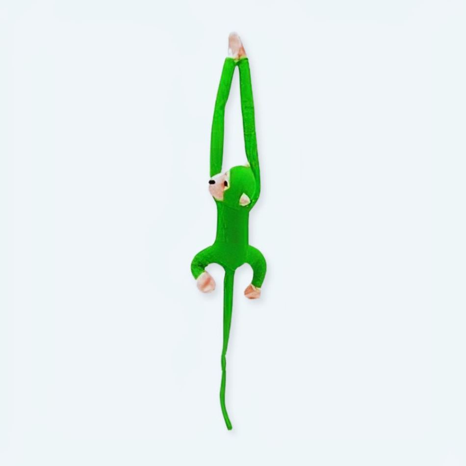 Peluche singe kawaii douce longue queue verte jungle La compagnie de la peluche