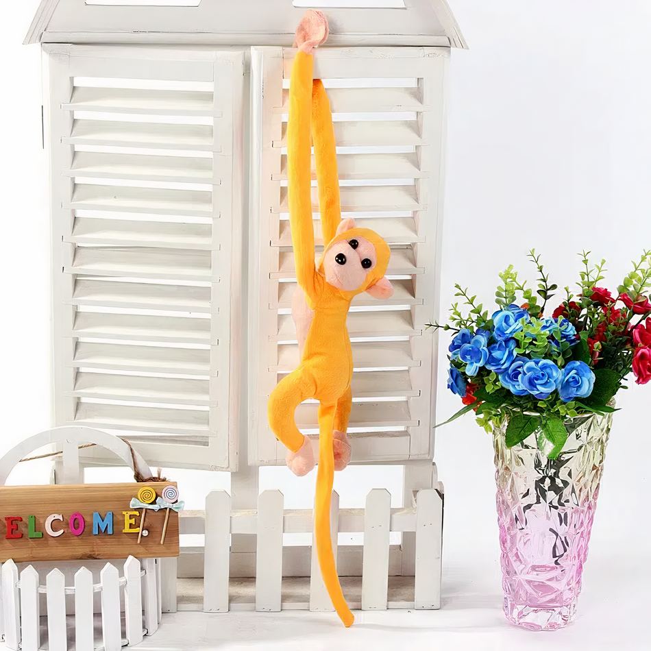 Peluche singe kawaii marron queue longue douce enfant La compagnie de la peluche