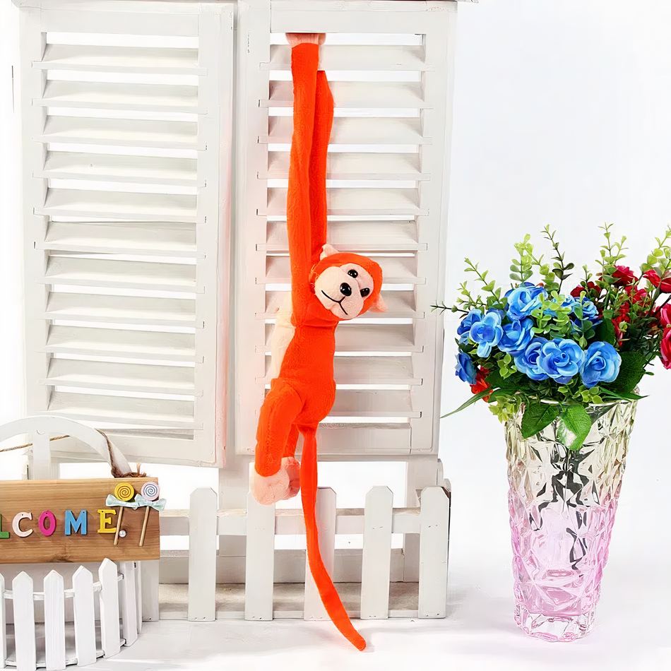 Peluche singe kawaii orange câlin queue longue douce La compagnie de la peluche