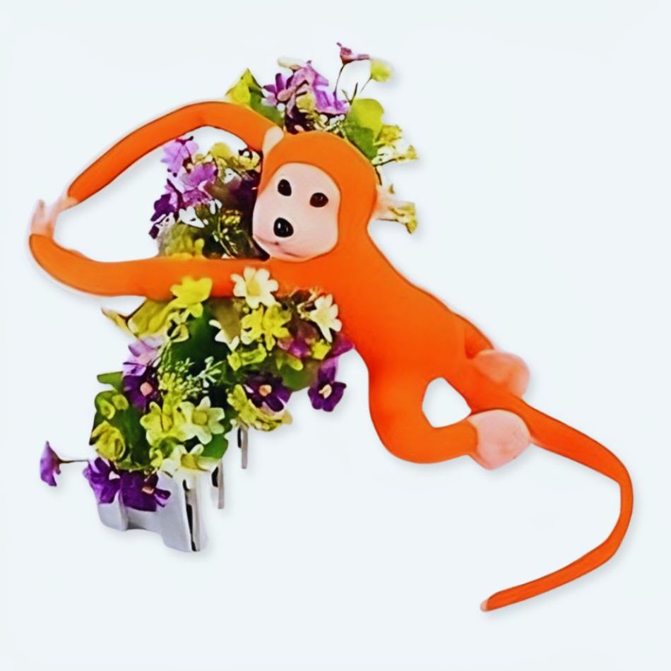 Peluche singe kawaii orange câlin queue longue douce La compagnie de la peluche