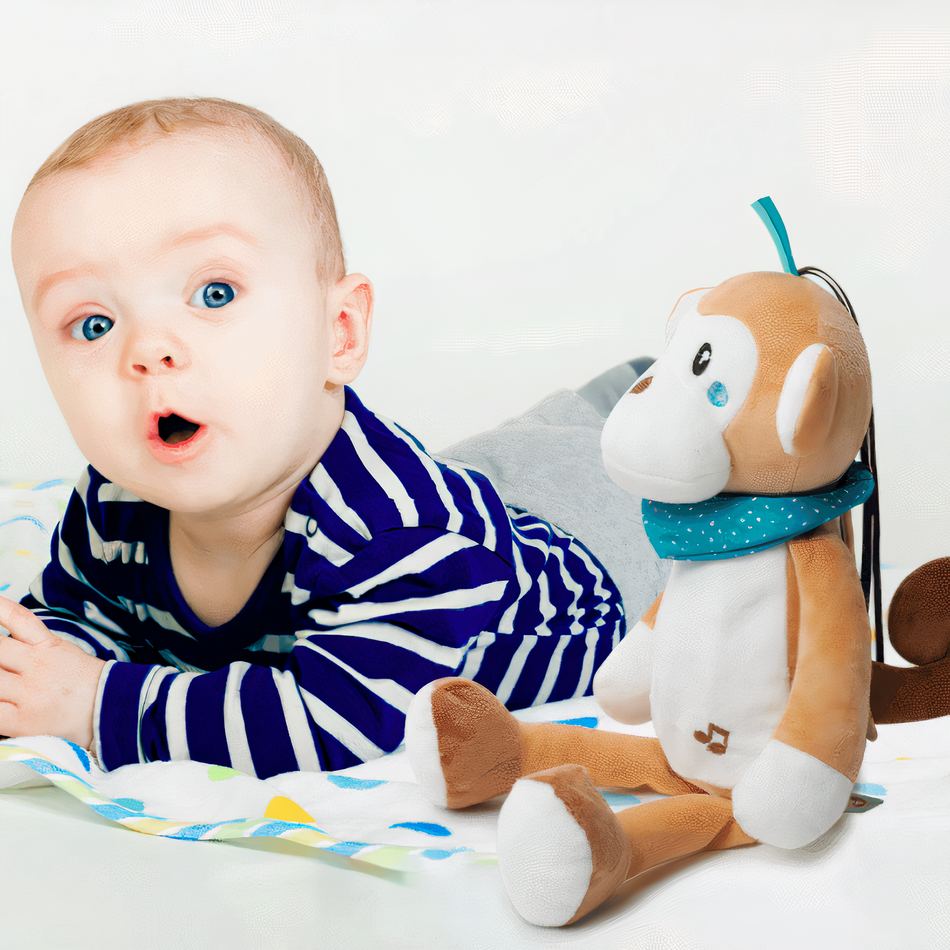 Peluche singe musical doux enfant chambre câlin nocturne La compagnie de la peluche