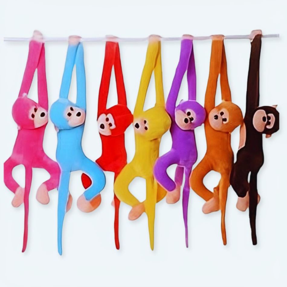 Peluche singe violet kawaii longue queue douce enfant La compagnie de la peluche