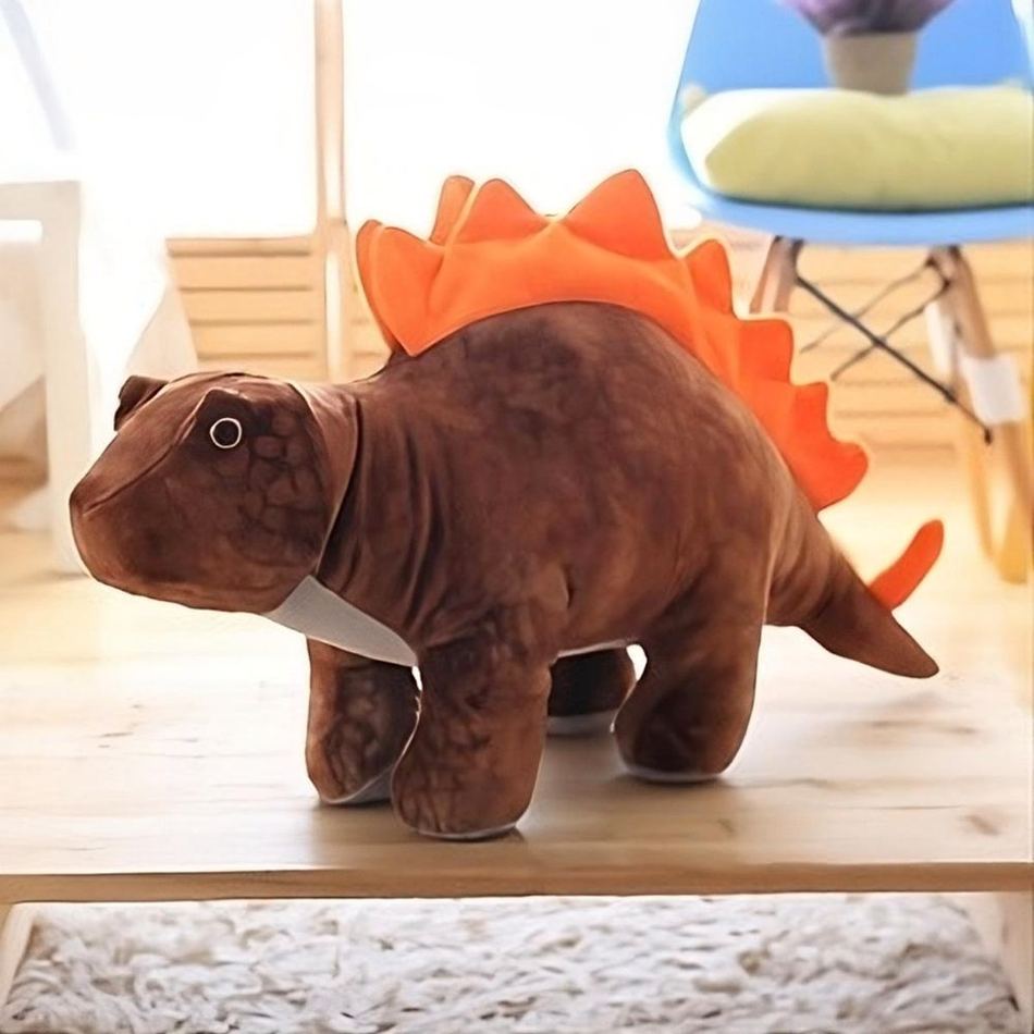 Peluche stégosaure marron doux dino préhistorique enfant La compagnie de la peluche