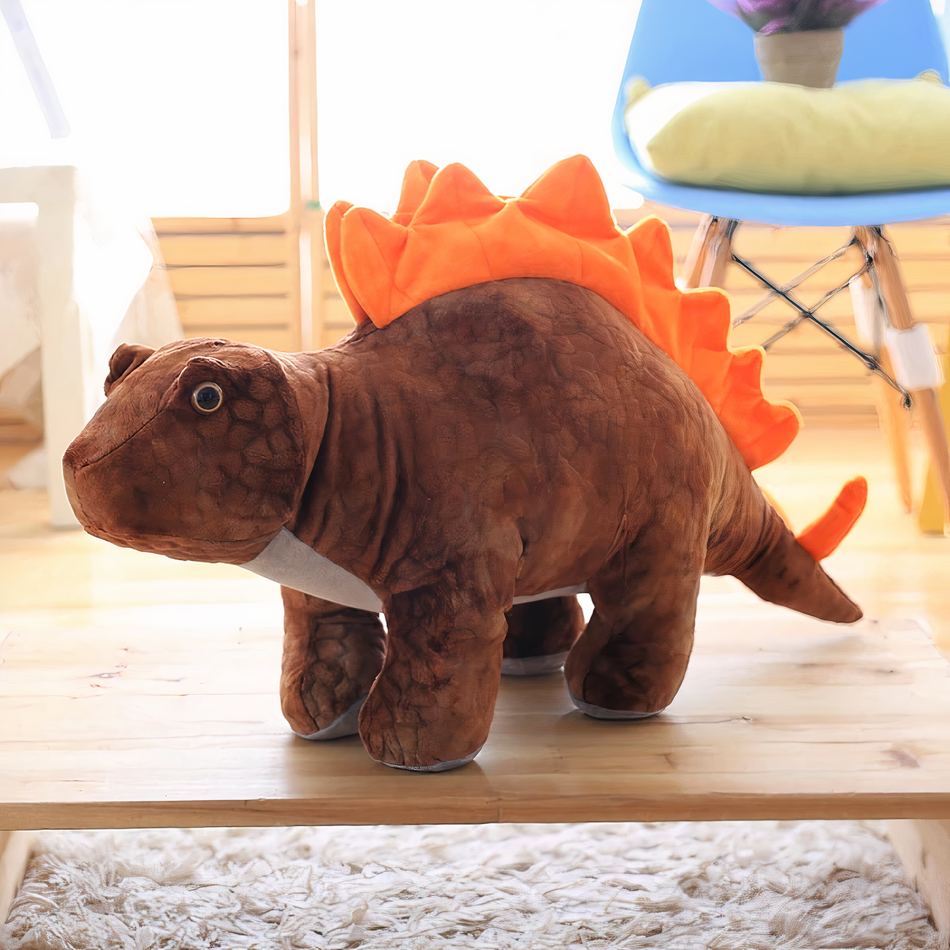 Peluche stégosaure marron doux dino préhistorique enfant La compagnie de la peluche