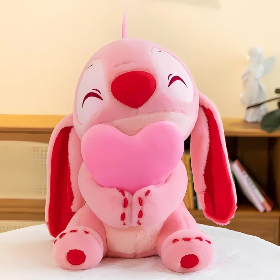 Peluche Stitch cœur tendre câlin enfant Disney doux angel La compagnie de la peluche
