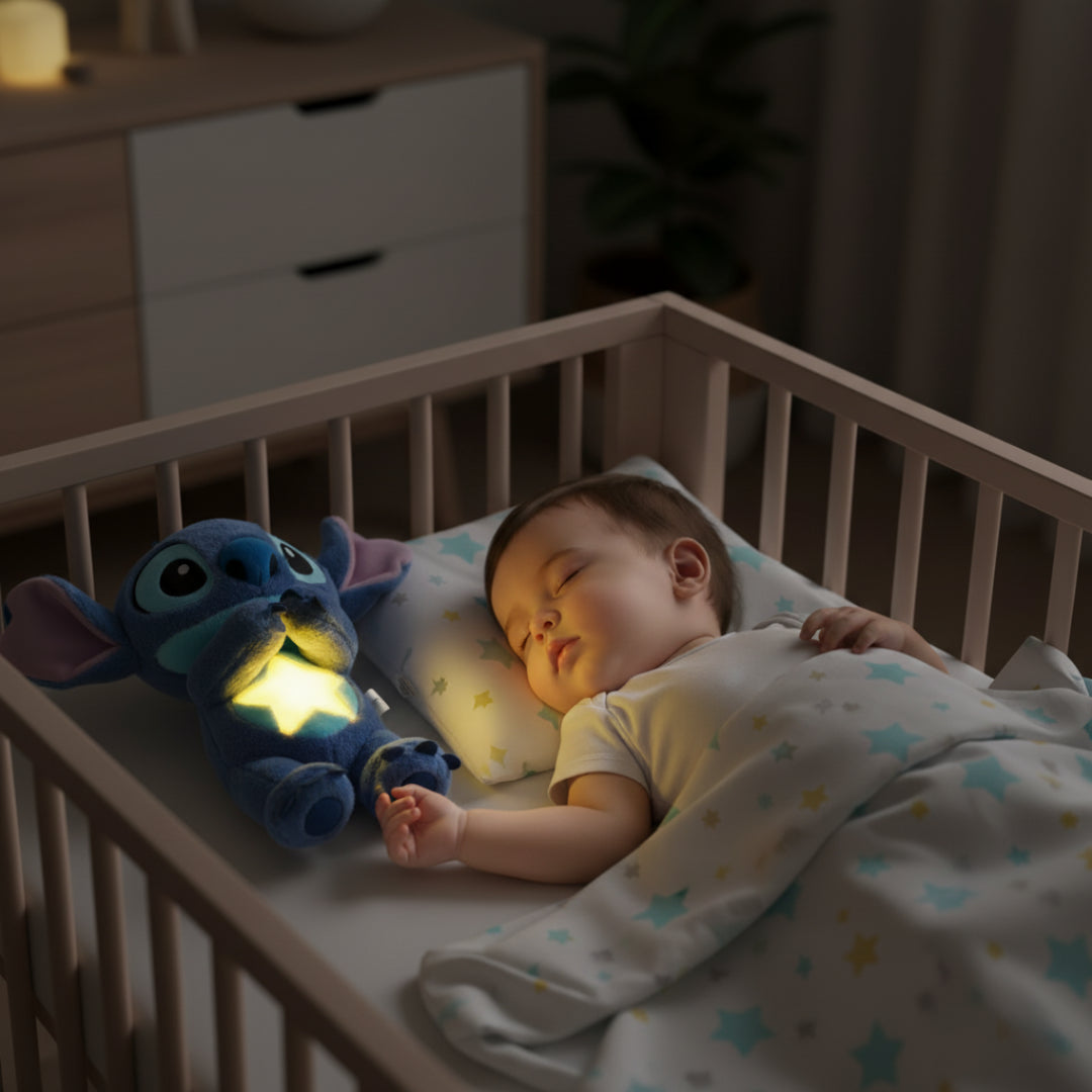 Peluche stitch qui respire à bruit blanc